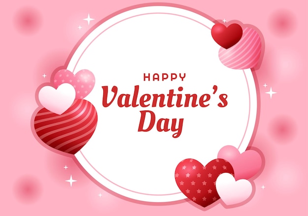 Happy valentines day sjabloon hand getekende cartoon afbeelding op 17 februari voor liefde wenskaart
