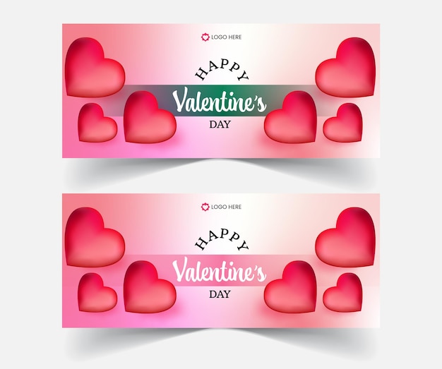 happy valentines day social media cover header and banner template