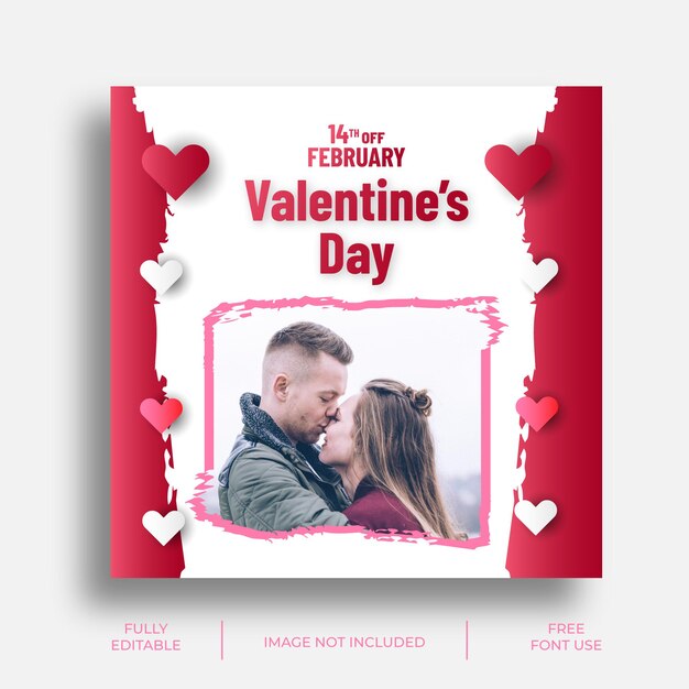 Felice giorno di san valentino social media post designer elegante modello di annunci sui social media per il giorno di san valentino