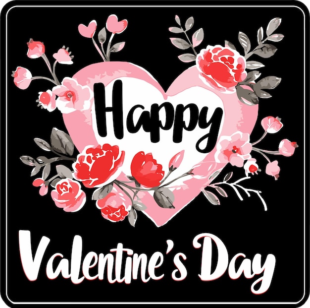 Vettore buon san valentino adesivo clipart rose pink floral love gift amour