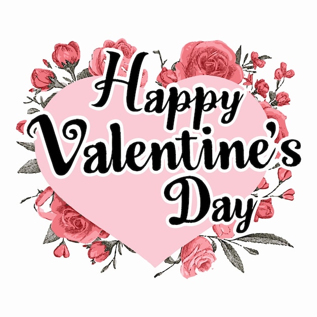 Happy Valentines Day Sticker Clipart Rose roze bloemen liefde cadeau Amour