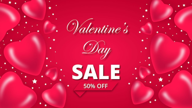 Happy Valentines day super sale banner met liefde achtergrond