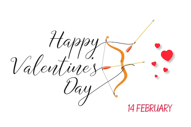Happy Valentines Day tekst met gouden pijl en boog