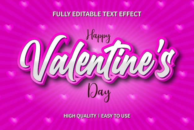 Happy valentines day-teksteffect volledig bewerkbare premium vector