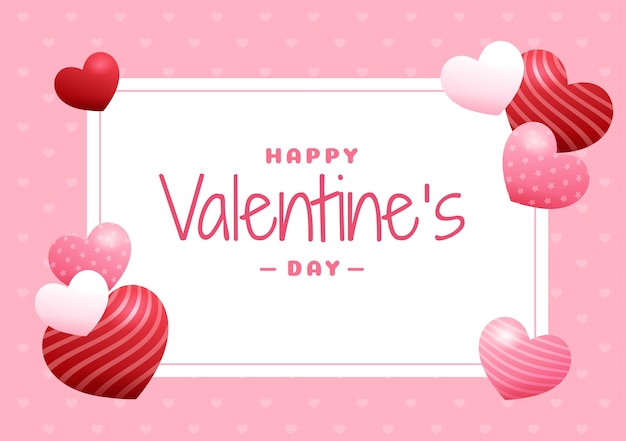 Happy valentines day template hand drawn cartoon illustration on february 17 for love greeting card