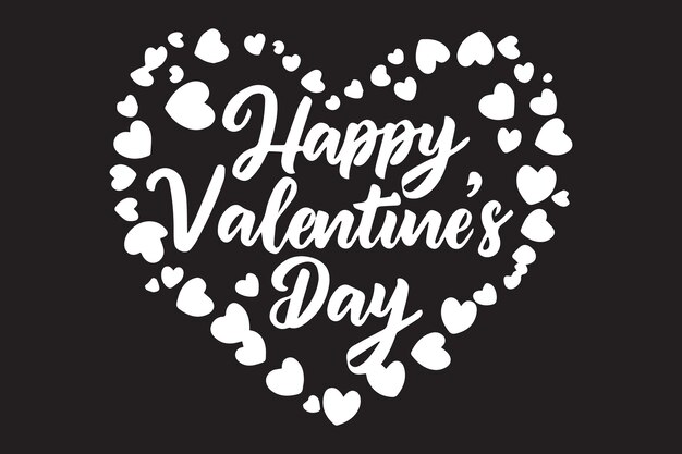 Happy Valentines Day text card on a black background