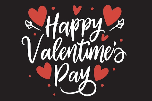 Vector happy valentines day text card on a black background