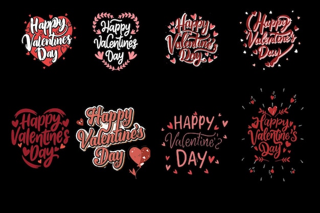 Happy Valentines Day typography poster with handwritten calligraphy text 2