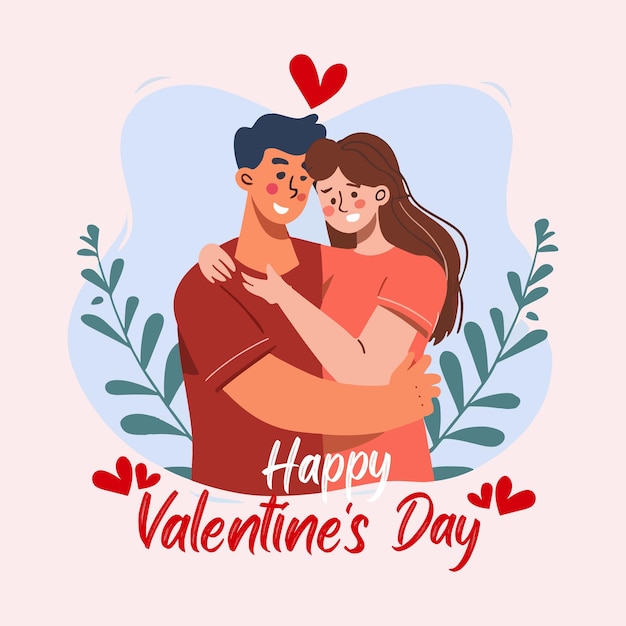 Happy valentines day vector Illustration concept of Couple in love