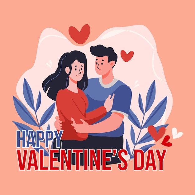 Happy valentines day vector Illustration concept of Couple in love