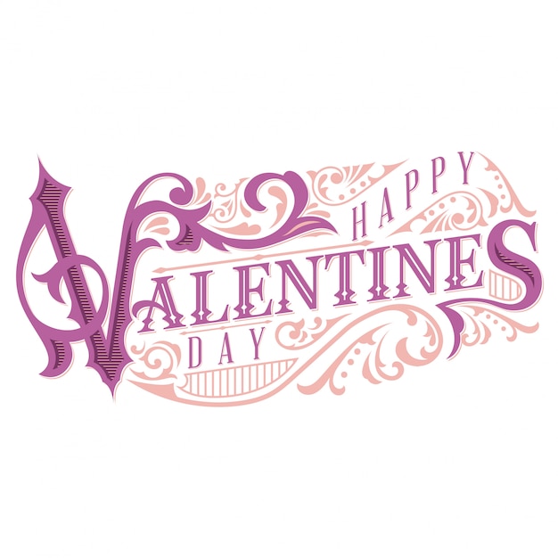 Happy valentines day victorian lettering