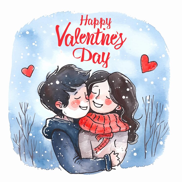 Vector happy valentines day watercolor paint