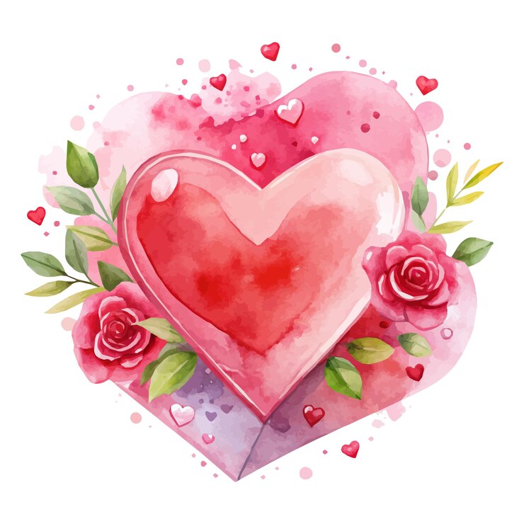 Happy Valentines day watercolor vector illustration Postcard