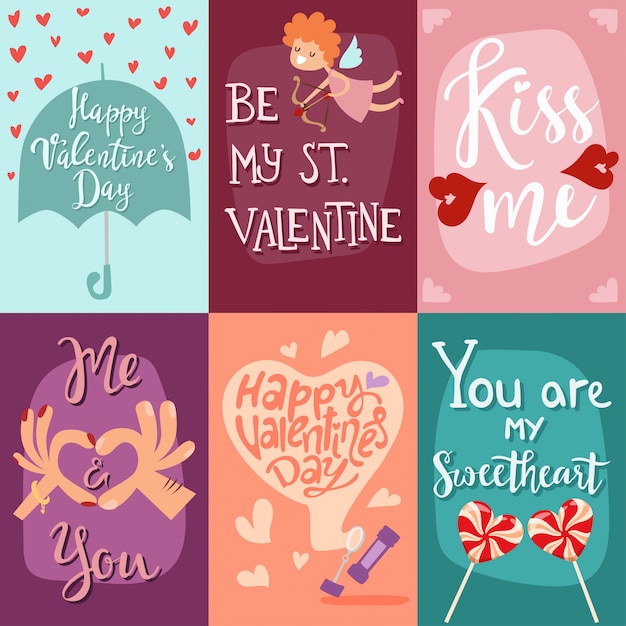 Happy valentines day wenskaarten vectorillustratie