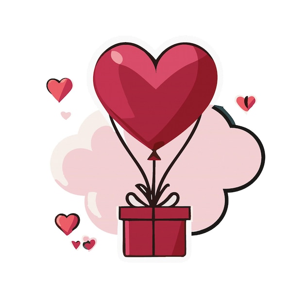Vector happy valentines day with gift box and flying red heart greeting card background