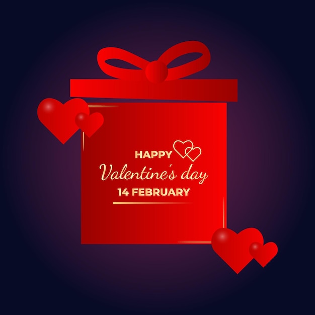 Happy valentines day with gift box.