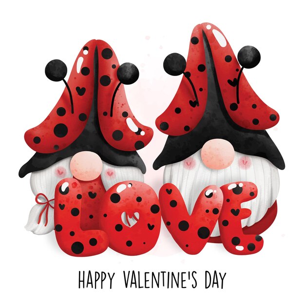 Happy valentines day with ladybug gnomes