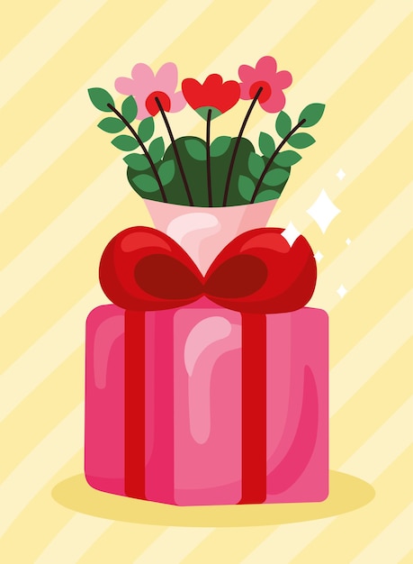 Happy valentines flowers and gift