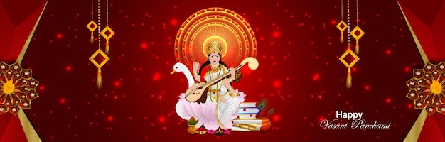 행복한 Vasant Panchami 배너 또는 헤더