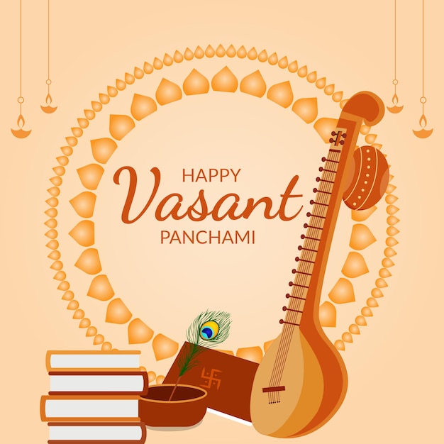 Vector happy vasant panchami celebration banner design template