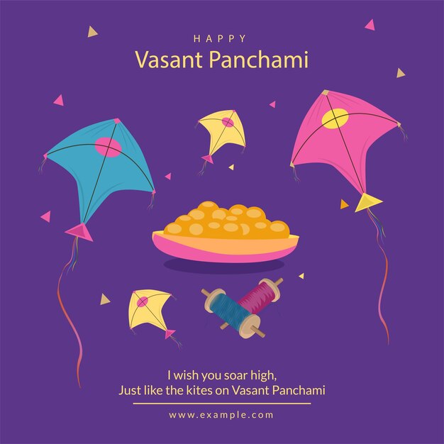 Vector happy vasant panchami celebration banner design template