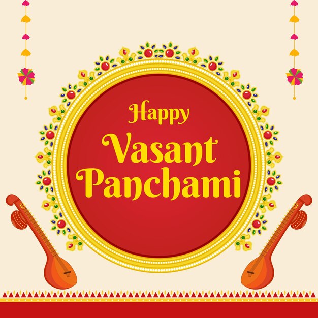 Happy vasant panchami celebration banner design template