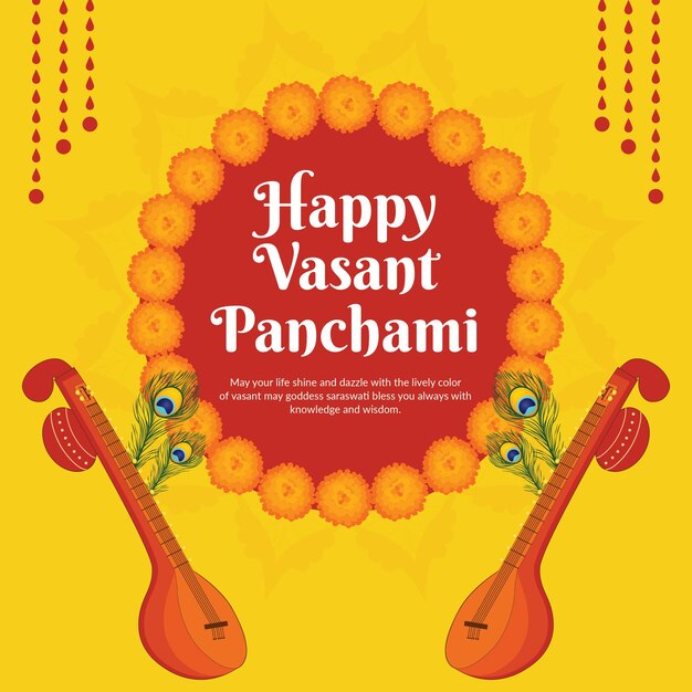 Vector happy vasant panchami celebration banner design template