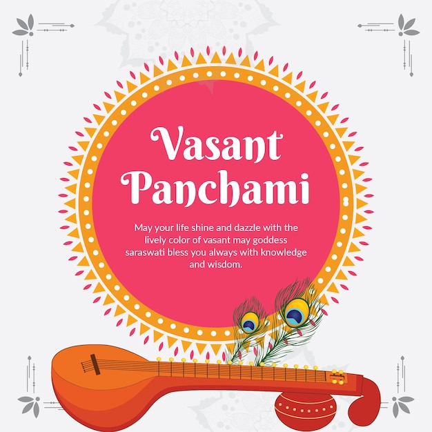 Vector happy vasant panchami celebration banner design template