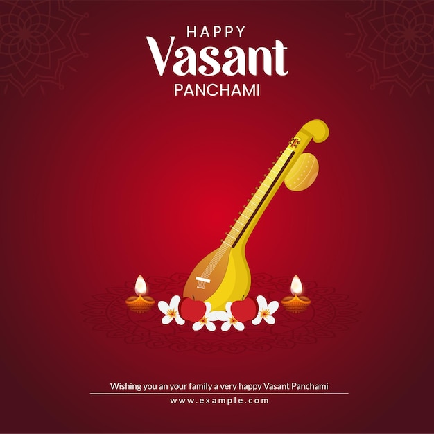 Vettore modello di progettazione banner festival indiano felice vasant panchami celebrazione