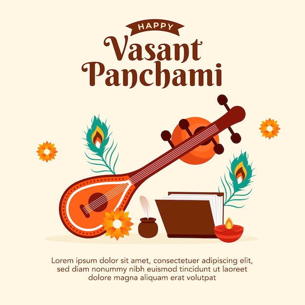 Happy vasant panchami 축하 소셜 미디어 포스트 디자인 템플릿