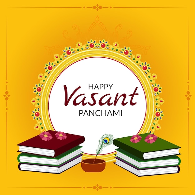 Vector happy vasant panchami indian festival banner design template