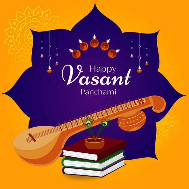 Happy Vasant Panchami Indian festival banner design template