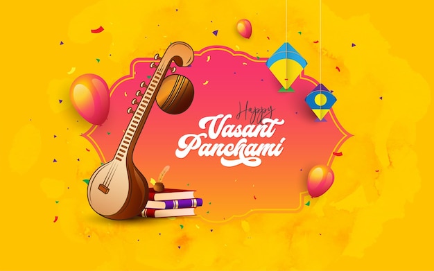 Happy vasant panchami ベクトル背景デザイン テンプレート