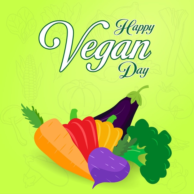 Vector happy vegan day vegatables