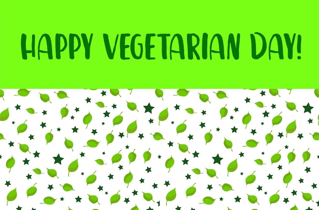 Vector happy vegetarian day greeting card for vegans healthy food