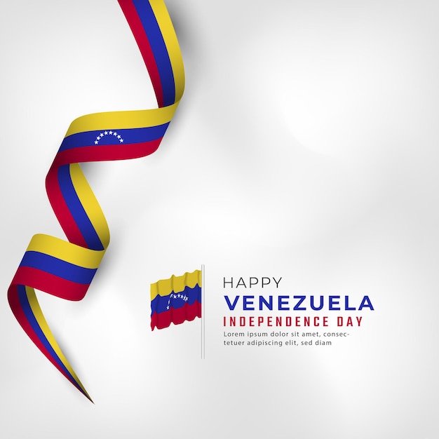 ハッピーベネズエラ独立記念日7月5日お祝いベクトルデザインイラストテンプレートPoste