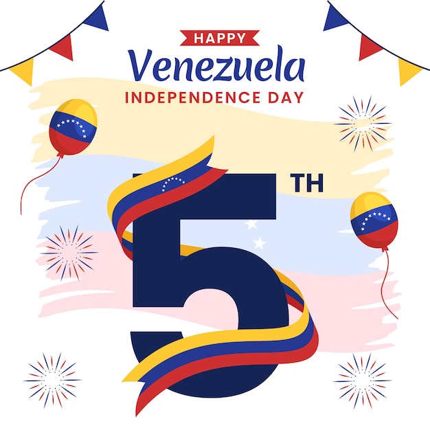 Happy Venezuela Independence Day Social Media Achtergrond Illustratie Cartoon Handgetekende Sjablonen