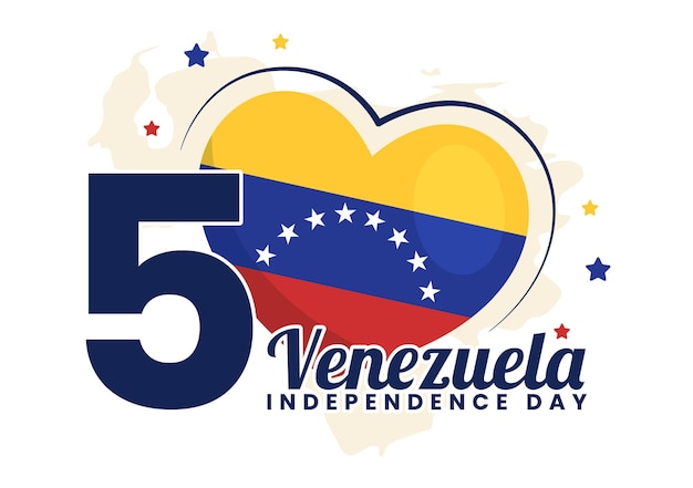 Happy Venezuela Independence Day Vector Illustration with Flags and Confetti in Memorial Holiday