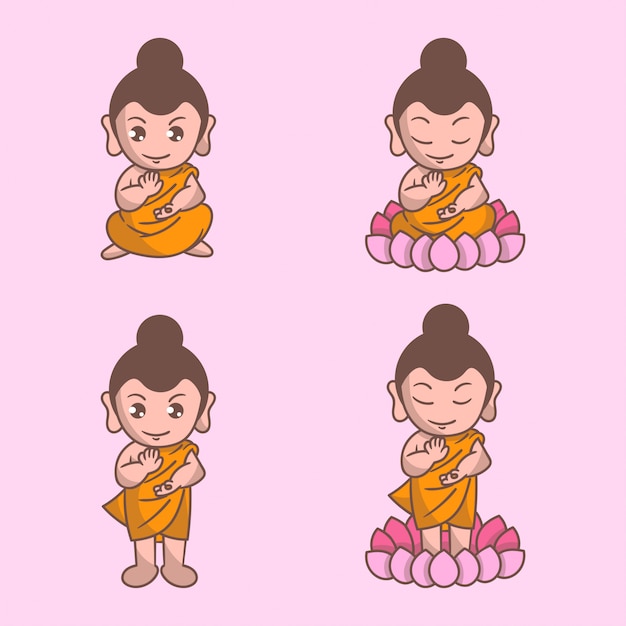 Happy vesak day cute set character