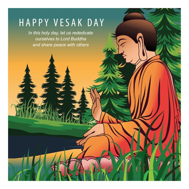 Felice giorno di vesak biglietto di auguri concept design