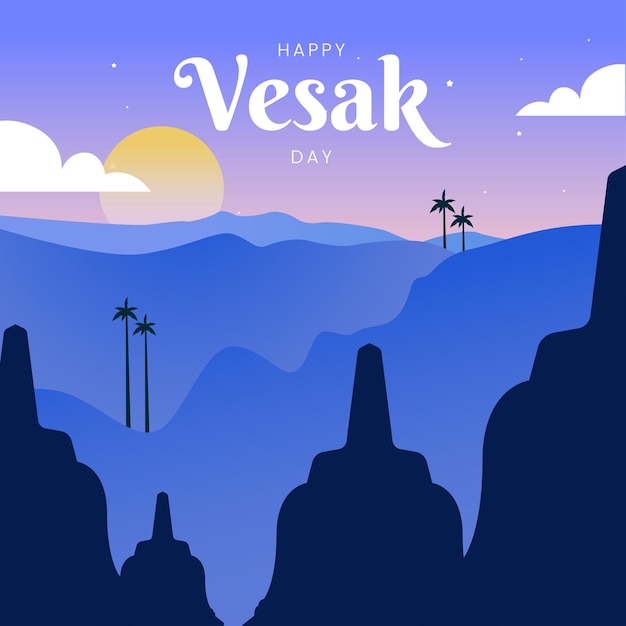 Happy vesak day greeting card design