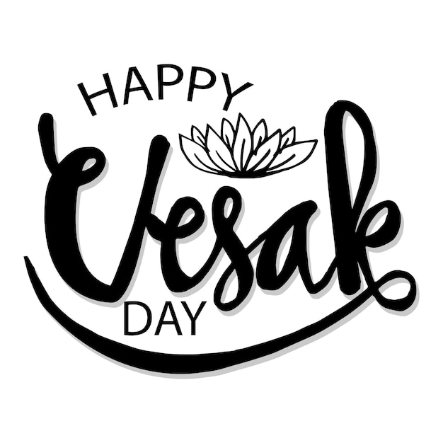 Happy Vesak Day hand belettering voor wenskaart banner poster