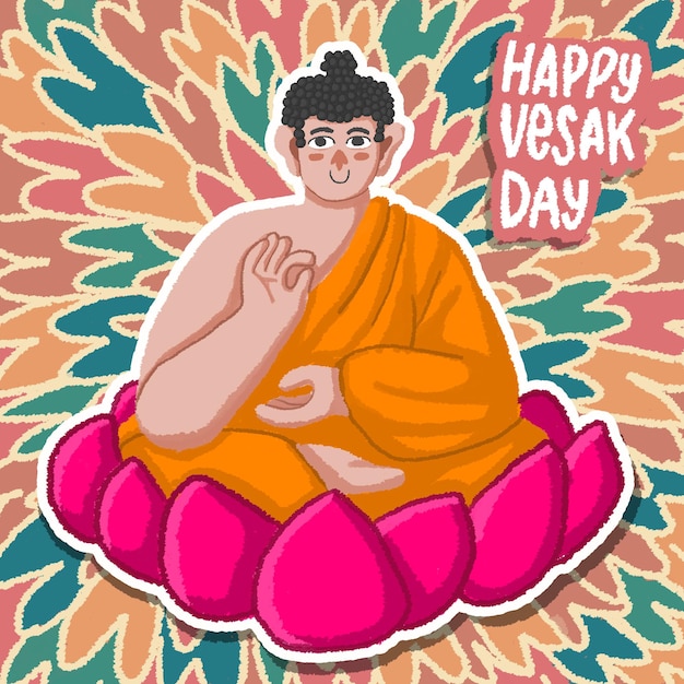 happy vesak day illustratie krijt stijl