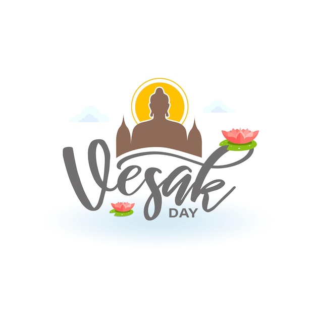 Happy Vesak Day typography for greeting card background vector illustration