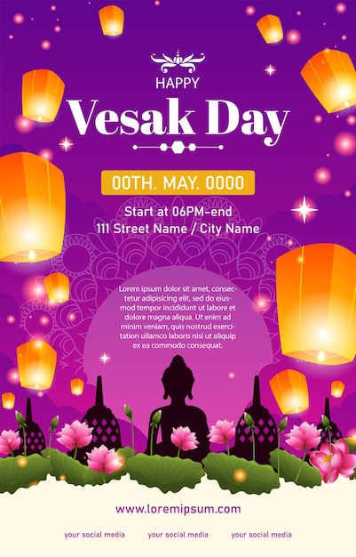 happy vesak day vertical poster banner