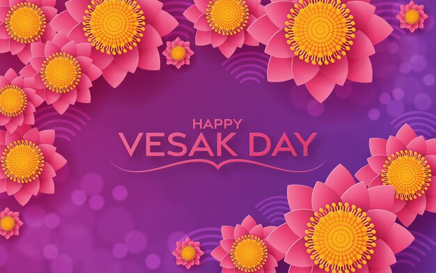 벡터 연꽃과 함께 행복한 vesak 하루