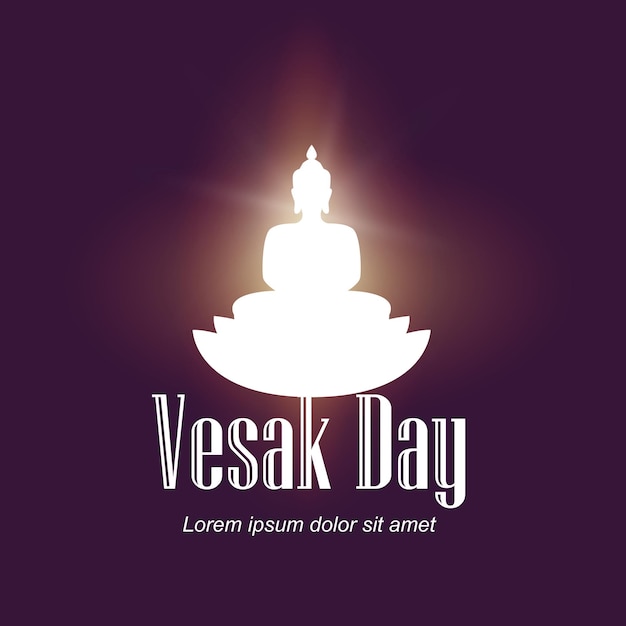 Felice giorno di vesak con sfondo viola e luce da dietro