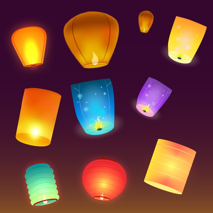 Vector 베사크 데이 축하 yi peng 등불 축제 배경 포스터 터 일러스트레이션