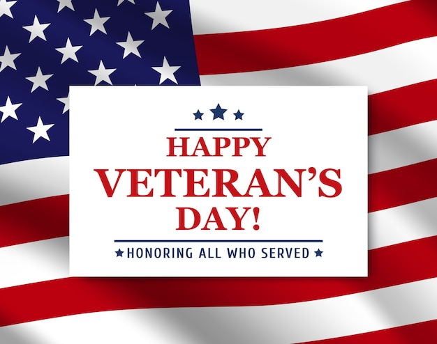 Happy Veteran Day poster met USA vlag achtergrond