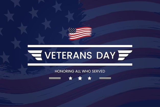 Happy Veterans Day-achtergrond met Amerikaanse vlagborstel